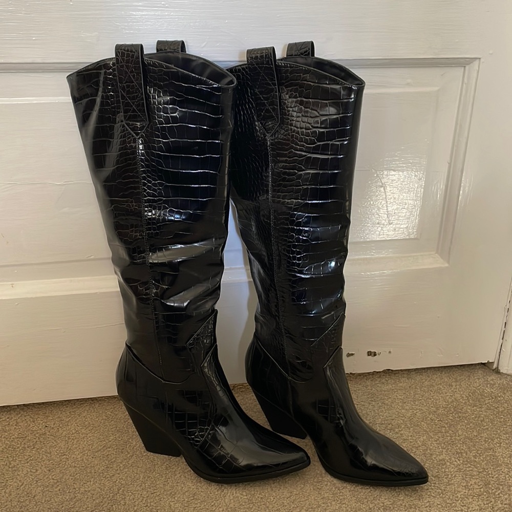 The Wild Western Faux Leather Croc Boots